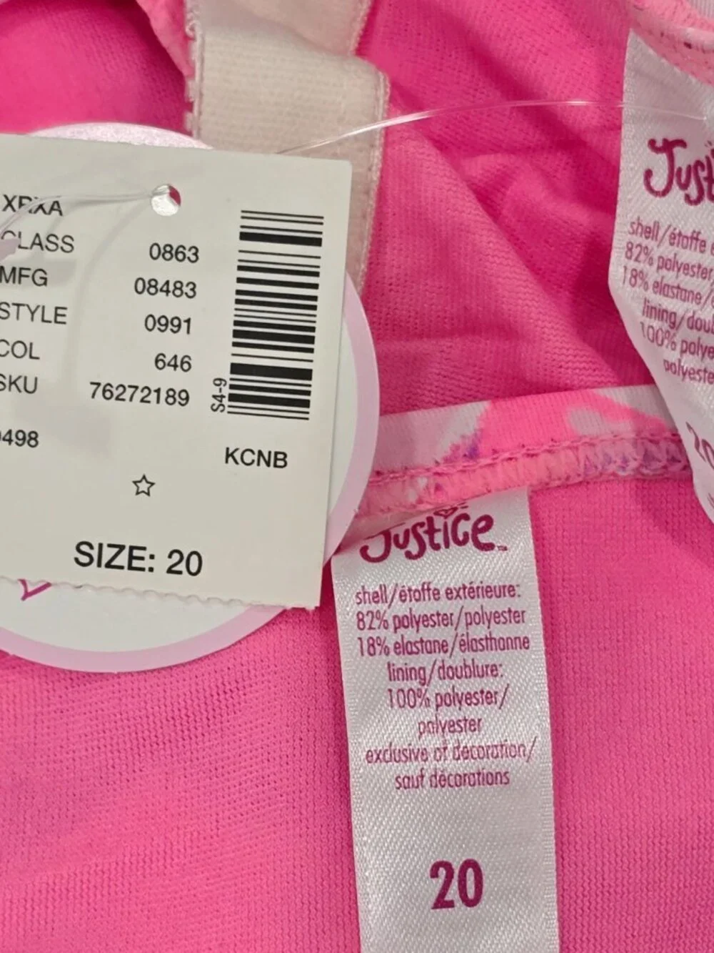 Justice ✦ Girls Tankini Top Bikini Bottom Set ✦ Pink Purple Chevron Size 20
